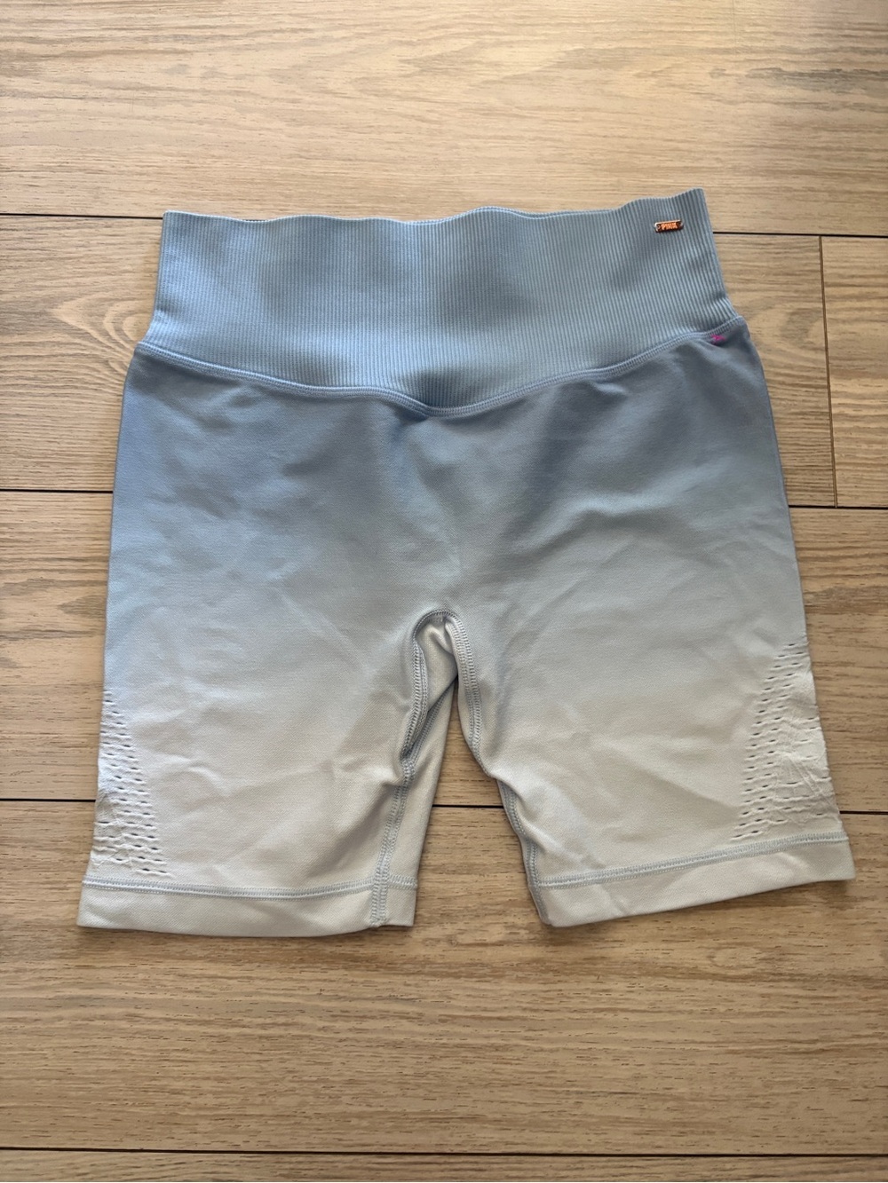 PINK Victoria’s Secret Blue Ombre Athletic Bike Shorts with Cut-out Design